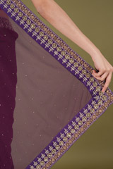 Wine Embroidered Net SareeDSC05406 2